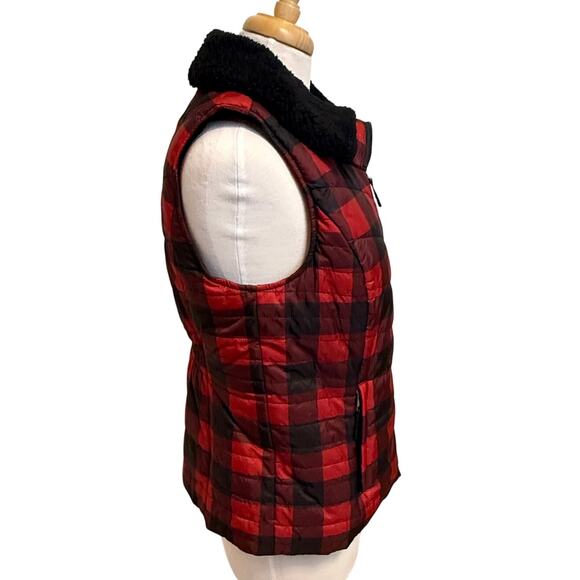 Talbots Primaloft Sherpa-Lined Plaid Full Zip Vest Size M Petite Gorpcore Preppy - Picture 3 of 10